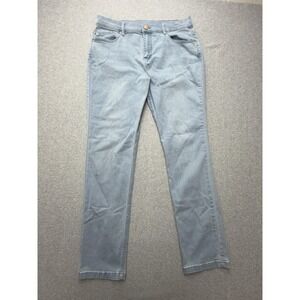 Mugsy Grands Jeans Mens 36x32 Light Wash Blue Slim Straight Stretch Denim Pants